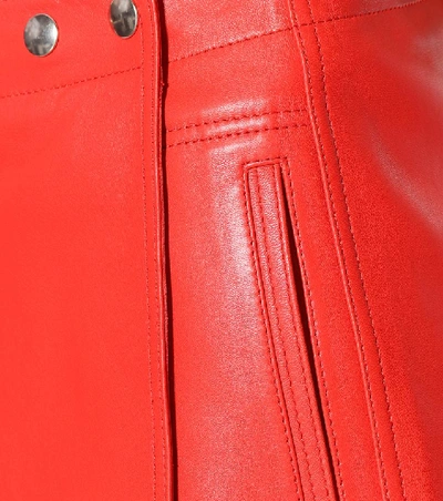 Shop Acne Studios Studded Leather Miniskirt In Red