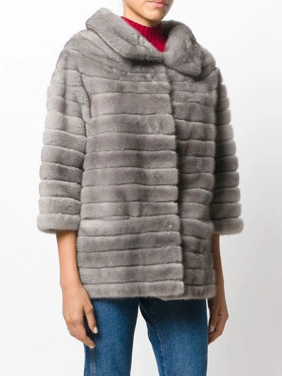 Shop Adam Jones Oversized Fur Coat In Grey