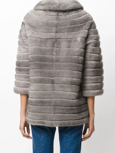 Shop Adam Jones Oversized Fur Coat In Grey