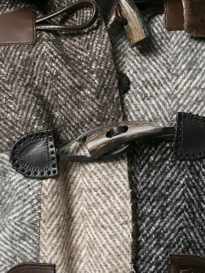 Shop Maurizio Pecoraro Patchwork Herringbone Coat - Grey