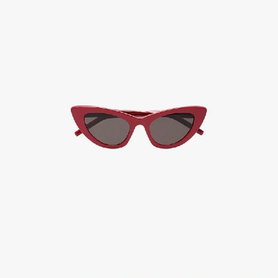 Shop Saint Laurent Eyewear Red New Wave 213 Lily Cat-eye Sunglasses
