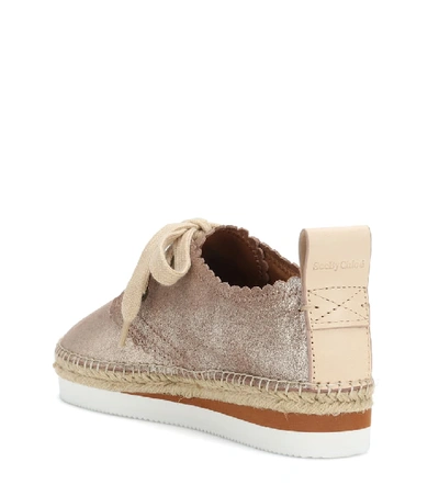 Shop See By Chloé Leather Lace-up Espadrilles In Gold