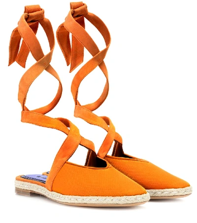 Shop Jw Anderson Canvas Lace-up Sandals In Orange