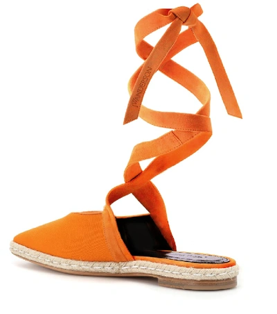 Shop Jw Anderson Canvas Lace-up Sandals In Orange