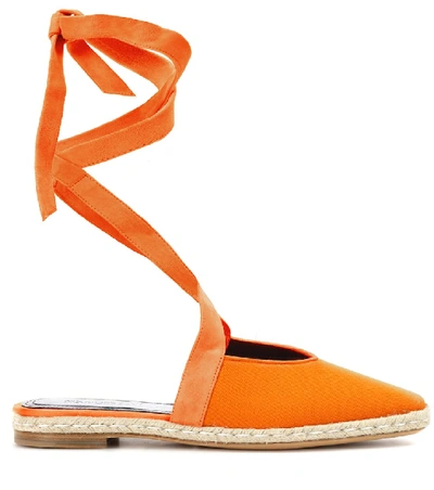 Shop Jw Anderson Canvas Lace-up Sandals In Orange