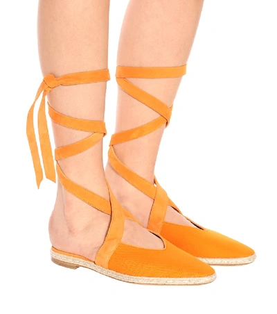 Shop Jw Anderson Canvas Lace-up Sandals In Orange