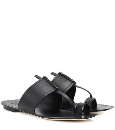 Shop Saint Laurent Saba Leather Sandals In Black