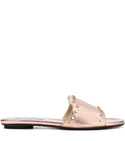 Shop Jimmy Choo Nanda Leather Slides In Pink