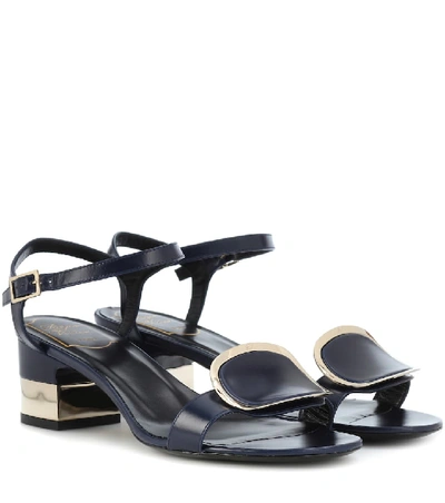 Shop Roger Vivier Chips West Buckle Leather Sandals