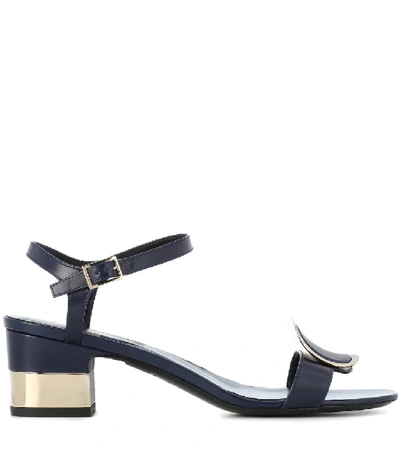 Shop Roger Vivier Chips West Buckle Leather Sandals