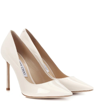 Shop Jimmy Choo Romy 100 Patent Leather Pumps In White