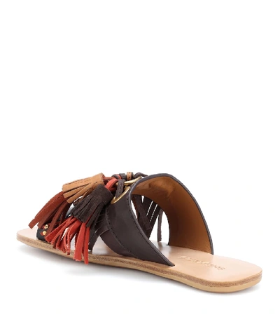 Shop See By Chloé Tasselled Leather Slides In Brown