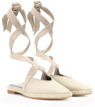 Shop Jw Anderson Canvas Lace-up Sandals In Beige