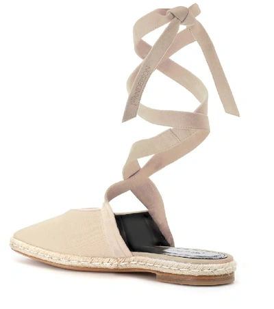 Shop Jw Anderson Canvas Lace-up Sandals In Beige
