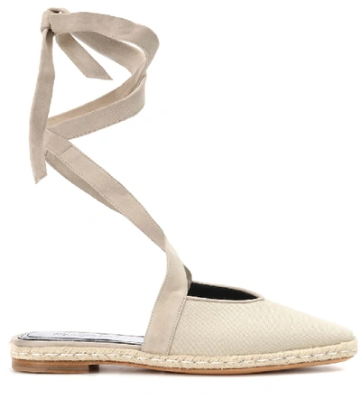 Shop Jw Anderson Canvas Lace-up Sandals In Beige