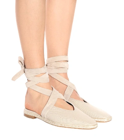 Shop Jw Anderson Canvas Lace-up Sandals In Beige