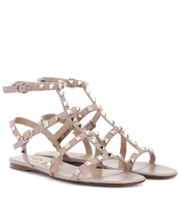 valentino studded flats with ankle strap