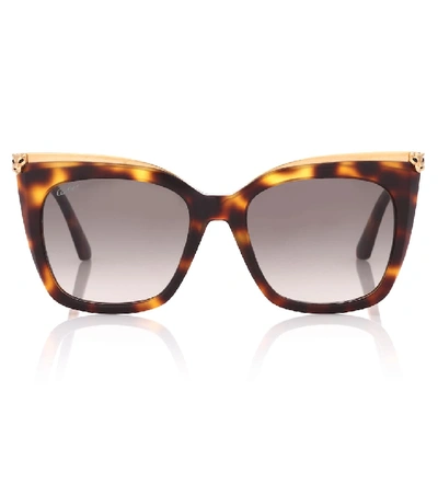 Shop Cartier Panthère De  Square Sunglasses In Brown