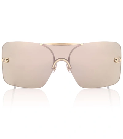 Shop Cartier Panthère De  Square Sunglasses In Gold