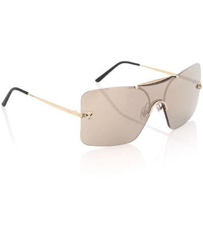 Shop Cartier Panthère De  Square Sunglasses In Gold