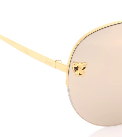 Shop Cartier Panthère De  Aviator Sunglasses In Gold