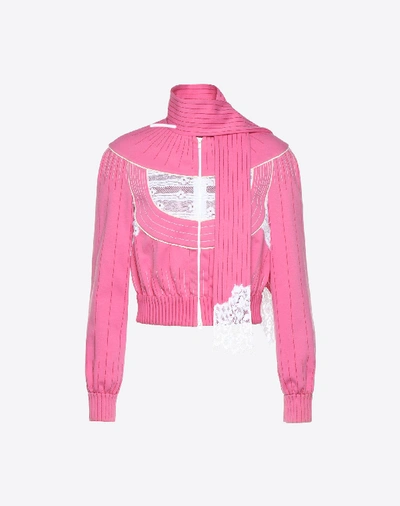 Shop Valentino Techno Jersey Jacket In Pink