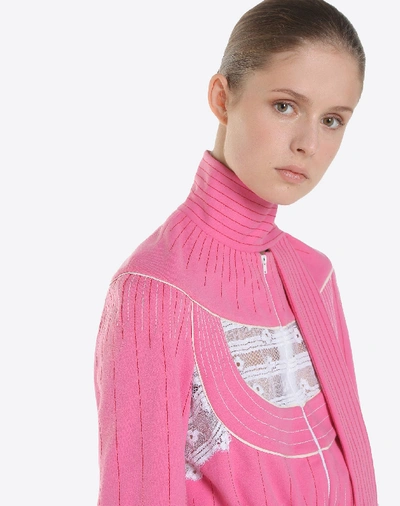 Shop Valentino Techno Jersey Jacket In Pink
