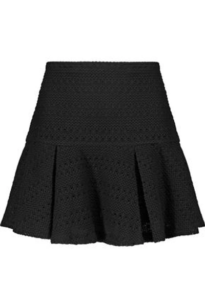 Shop 10 Crosby Derek Lam Woman Pleated Crochet-knit Cotton-blend Mini Skirt Black