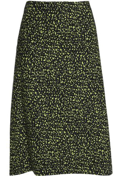 Shop Marni Woman Printed Cotton-poplin Skirt Lime Green
