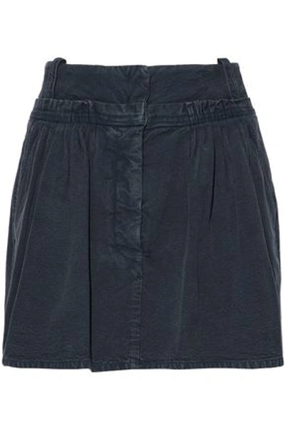 Shop Jw Anderson Gathered Cotton-canvas Mini Skirt In Storm Blue