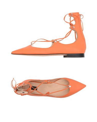 Shop Pinko Ballet Flats In Orange