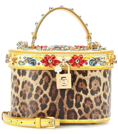 Shop Dolce & Gabbana Printed Leather Bucket Bag In Multicoloured
