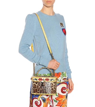 Shop Dolce & Gabbana Printed Leather Bucket Bag In Multicoloured