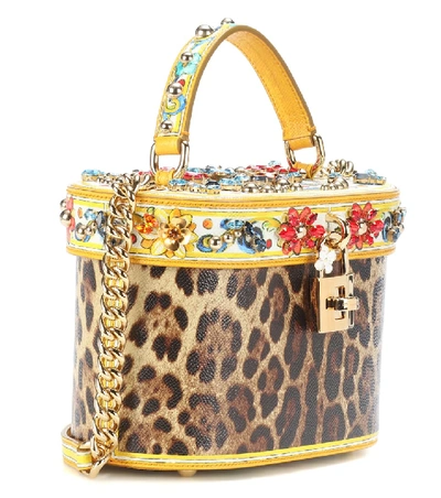 Shop Dolce & Gabbana Printed Leather Bucket Bag In Multicoloured
