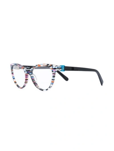 Shop Ferragamo Salvatore  Eyewear Cat Eye-frame Optical Glasses - Multicolour