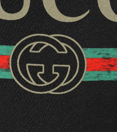 Shop Gucci Logo Cotton T-shirt In Eero
