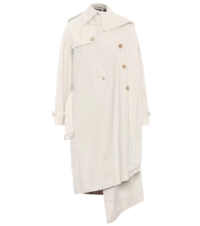 Shop Balenciaga Pulled Cotton Trench Coat In White