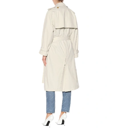 Shop Balenciaga Pulled Cotton Trench Coat In White