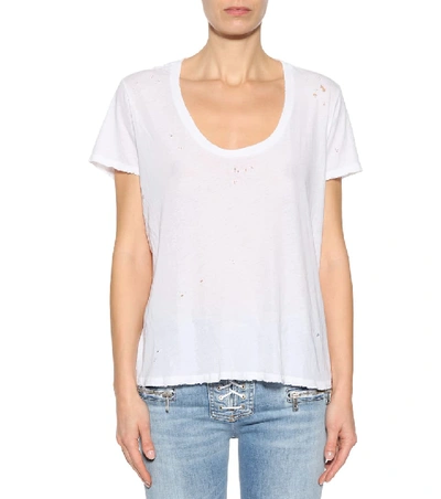 Shop Ben Taverniti Unravel Project Distressed Cotton T-shirt In White