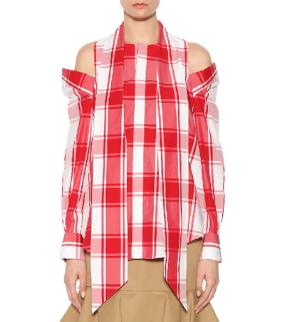 Shop Monse Checked Cotton Shirt In Red