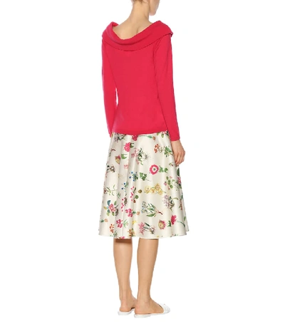Shop Jardin Des Orangers Off-the-shoulder Wool Sweater In Pink
