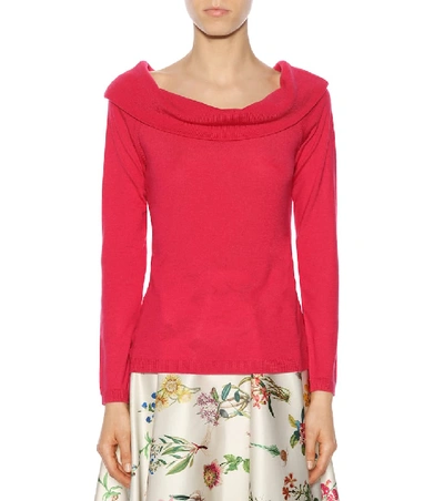 Shop Jardin Des Orangers Off-the-shoulder Wool Sweater In Pink