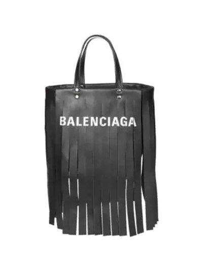 Shop Balenciaga Laundry Cabas Leather Crossbody Bag In Black