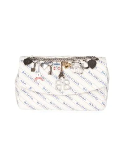 Shop Balenciaga Quilted Leather Crossbody Bag In White Multi