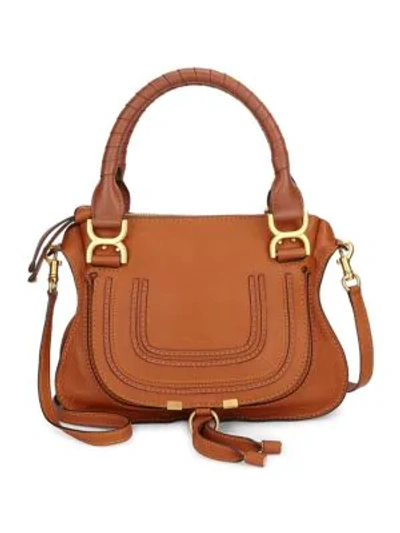 Shop Chloé Double Handle Marcie Leather Bag In Dahlia Red