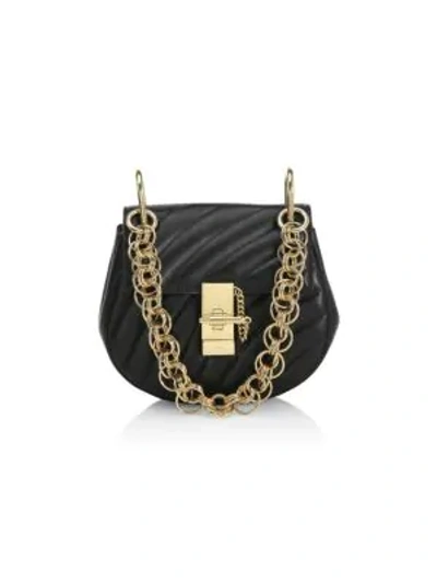 Shop Chloé Women's Small Drew Quilted Leather Saddle Bag In Black