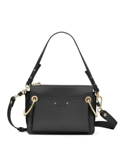 Shop Chloé Small Roy Gusset Grained Leather Bag In Black