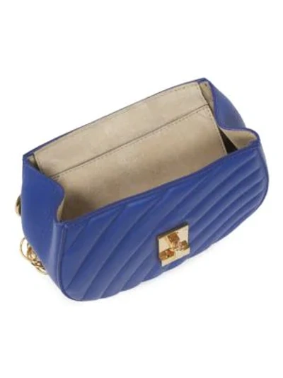 Shop Chloé Small Drew Quilted Leather Saddle Bag In Blue