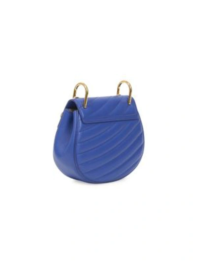 Shop Chloé Small Drew Quilted Leather Saddle Bag In Blue