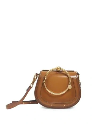 Shop Chloé Small Nile Spazzalatto Leather Bag In Caramel